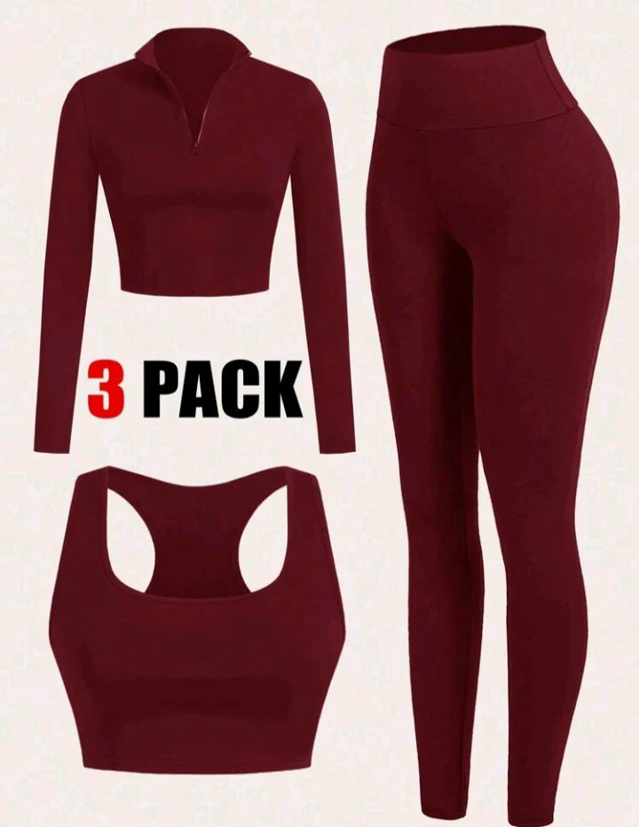 3pcs Knitted Women Sports Set