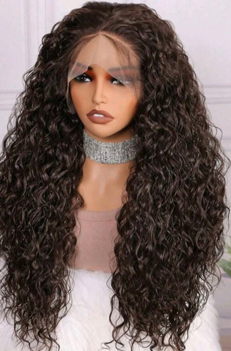 Chocolate Brown Soft Deep Lace Front Wig(human blend)