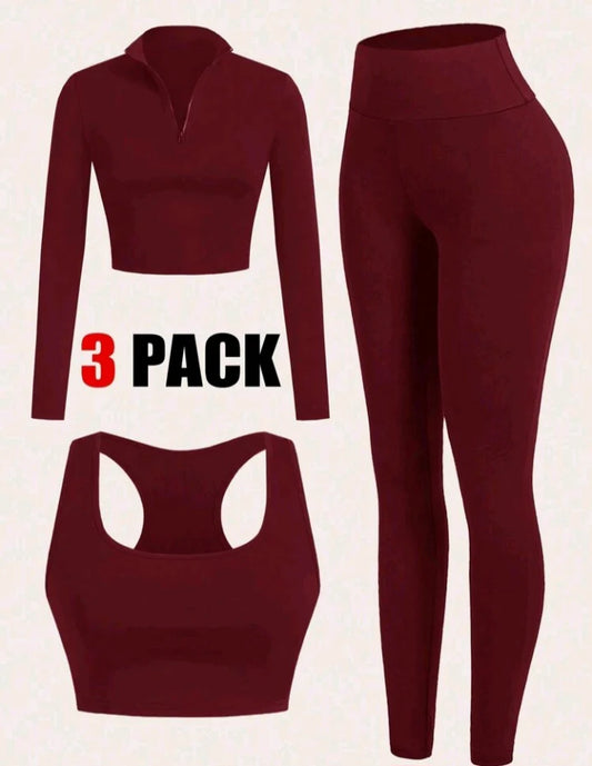 3pcs Knitted Women Sports Set