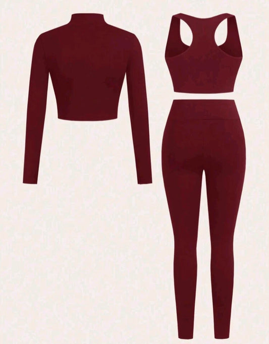 3pcs Knitted Women Sports Set